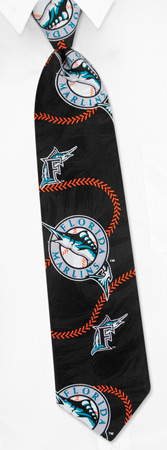 MLB Florida Marlins Stitch Tie by MLB -  Black Silk
