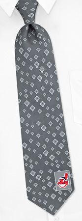 Baseball Diamonds - MLB Cleveland Indians Diamonds By MLB Silver Silk Ties
