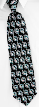 Sports Logos - MLB Florida Marlins All Logos By MLB Black Silk Ties