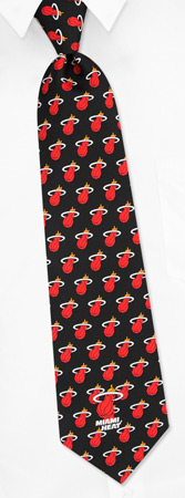 Basketball - NBA Miami Heat Logo By NBA Black Silk Ties