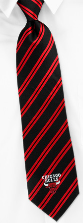 NBA Chicago Bulls Stripe Tie by NBA - Black Silk