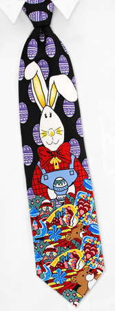 Easter Bunny Tie by Wild Ties -  Black Silk