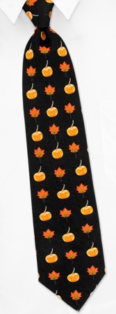 Pumpkin and Leaf Tie by Wild Ties -  Black Silk
