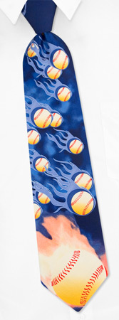 Flaming Baseball by Wild Ties blue silk ties