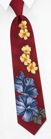 Tropical Flowers Tie by Wild Ties -  Burgundy Silk