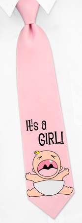 Its a Girl - Crying Tie by Wild Ties -  Pink Polyester