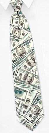 US Currency Tie by NovelTies -  White Microfiber