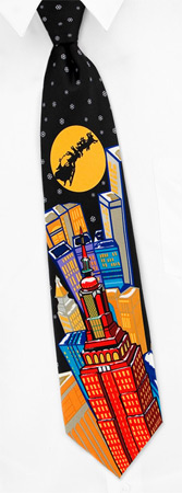 Black Tie - Santa Over The City By NovelTies Black Microfiber Ties