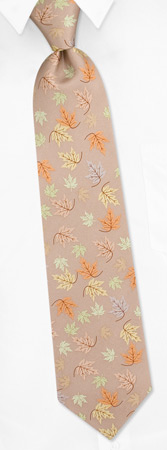 Leaves of Fall Tie by RM Style -  Tan/taupe Silk