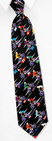 Cycling - Tour De France By Wild Ties Black Polyester Extra Long Ties