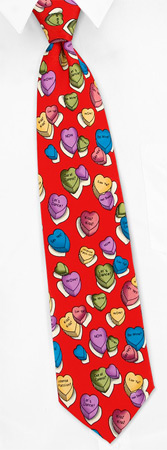 Little Candy Hearts Extra Long Tie by Wild Ties -  Red Microfiber