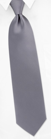 Medium Gray Tie by Elite Solid -  Silver Silk