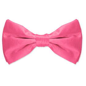 Fuchsia Pretied Bowtie by Elite Solid -  Pink Silk