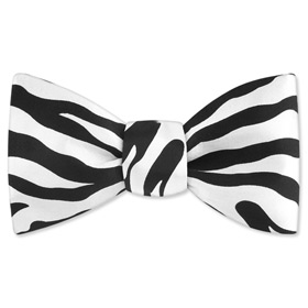 Zebra Tuxedo - Zebra Print By Wild Ties Black Silk Freestyle Bowties