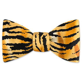 Orange Tuxedos - Tiger Print By Wild Ties Orange Silk Freestyle Bowties