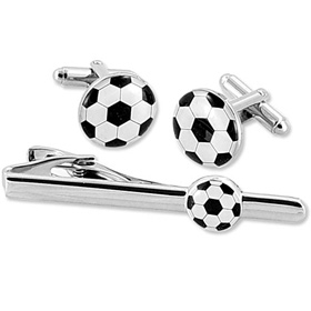 Soccer Accessories - Soccer By WT Accessories Silver Metal Clip And Cufflinks