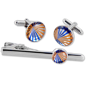 Cheap Cufflinks - Rays II By WT Accessories Orange Metal Clip And Cufflinks