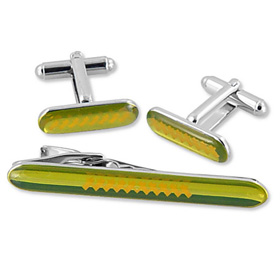 Unique Jewelry - Connection By WT Accessories Yellow Metal Clip And Cufflinks