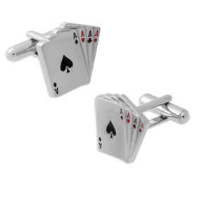 Silver Cufflinks - Aces Four Of A Kind By Enrico Pardini Silver Rhodium Cufflinks