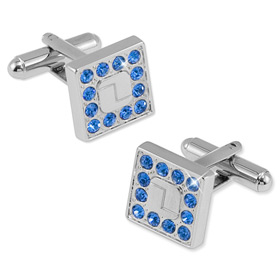 Swarovski Type Crystal Border Cufflink by Enrico Pardini -  Silver Rhodium
