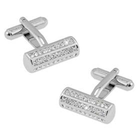 Cheap Cufflinks - Swarovski Crystal Bar By Enrico Pardini Silver Metal Cufflinks