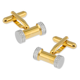 Pillar with Textured Sides Cufflink by Enrico Pardini -  Gold Rhodium