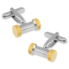 Silver Cufflinks - Pillar With Textured Sides By Enrico Pardini Silver Rhodium Cufflinks