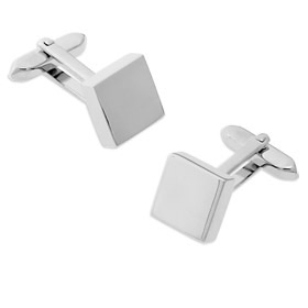 Polished Square Cufflink by Enrico Pardini -  Silver Rhodium