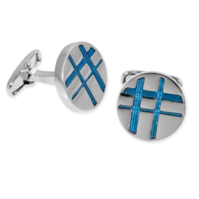 Plaid Cufflink by Enrico Pardini - Blue Metal Plaid Cufflink by Enrico Pardini - Blue Metal