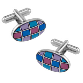 Oval Checkers Cufflink by Enrico Pardini -  Silver Metal
