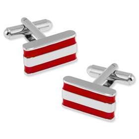 Red Truss Cufflink by Enrico Pardini -  Silver Metal