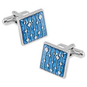 Retro Blue Cufflink by Enrico Pardini - Silver Metal Retro Blue Cufflink by Enrico Pardini - Silver Metal