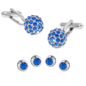 Cheap Cufflinks - Swarovski Crystal Balls By Enrico Pardini Silver Rhodium Cufflinks And Studs