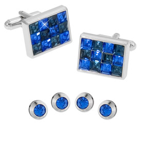 Cufflinks And Studs - Swarovski Crystal Checked By Enrico Pardini Silver Rhodium Cufflinks And Studs