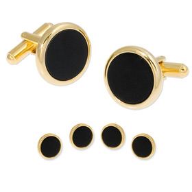 Cufflinks And Studs - Soft Round Formal By Enrico Pardini Gold Rhodium Cufflinks And Studs