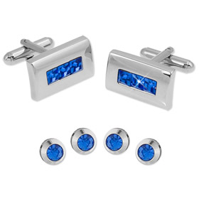 Cheap Cufflinks - Swarovski Crystal Inlay By Enrico Pardini Silver Rhinestone Cufflinks And Studs