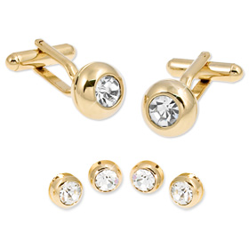 Cufflinks And Studs - Swarovski Crystal Stones By Enrico Pardini Gold Rhodium Cufflinks And Studs
