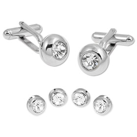 Cufflinks And Studs - Swarovski Crystal Stones By Enrico Pardini Silver Rhodium Cufflinks And Studs