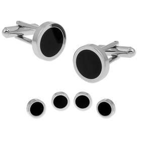 Cufflinks And Studs - Round Formal By Enrico Pardini Silver Rhodium Cufflinks And Studs