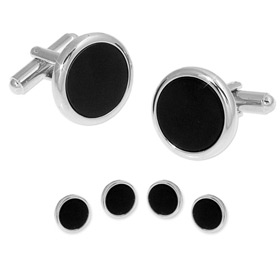 Cufflinks And Studs - Soft Round Formal By Enrico Pardini Silver Rhodium Cufflinks And Studs