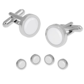 Cufflinks And Studs - Round Formal By Enrico Pardini Silver Rhodium Cufflinks And Studs