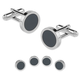 Cufflinks And Studs - Round Formal By Enrico Pardini Silver Rhodium Cufflinks And Studs
