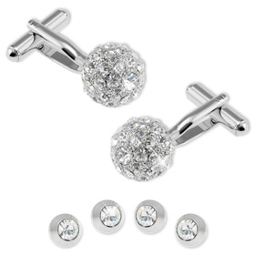Cufflinks And Studs - Swarovski Crystal Balls By Enrico Pardini Silver Rhodium Cufflinks And Studs