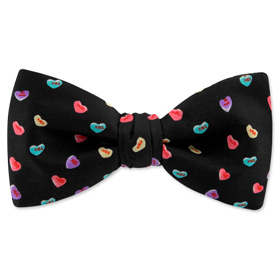 Candy Hearts by Wild Ties black silk pretied bowties
