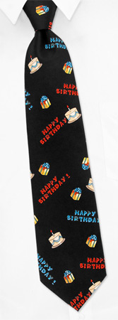 Birthday Gifts - Happy Birthday Toss By Umo Lorenzo Black Polyester Ties