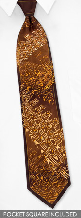 Handkerchief - Valiant Vibrations W Pocketsquare By Enrico Capucci Brown Silk Ties