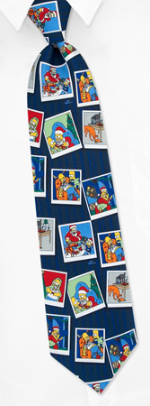 Simpson Ties - Simpson Holiday Photos By The Simpsons Navy Blue Polyester Ties