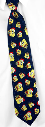 Spongebob Christmas by Nickelodeon navy blue polyester ties