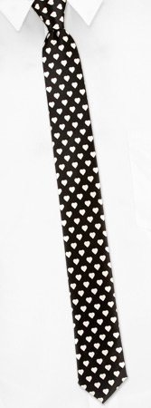 Skinny White with Black Hearts by Umo Lorenzo black polyester narrow ties