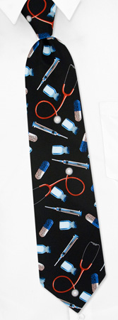 Medical Items Tie by Parquet Novelties -  Black Polyester